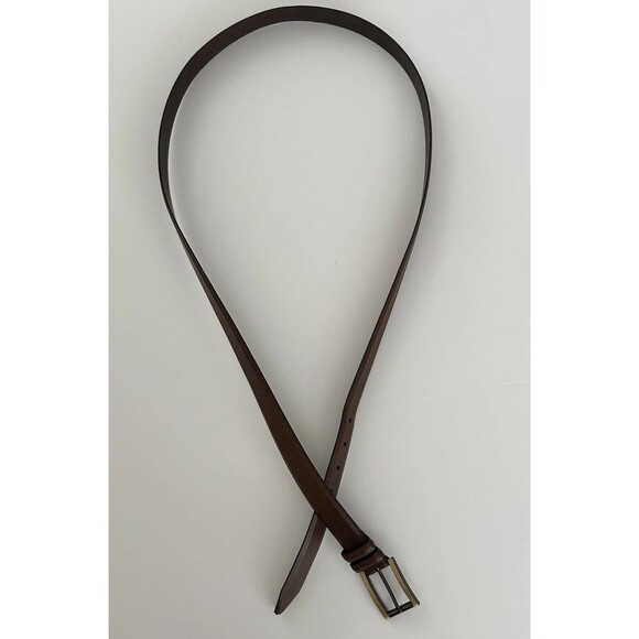 REMO TULLIANI 5173 Belt Men Sz 54 Brown Genuine Leather Solid Brass Buckle Italy - Picture 7 of 10